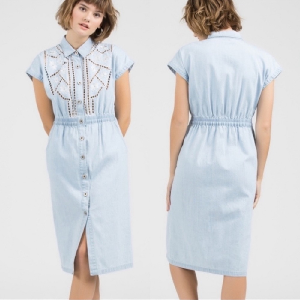 POL | Denim Lace Shirt Dress
